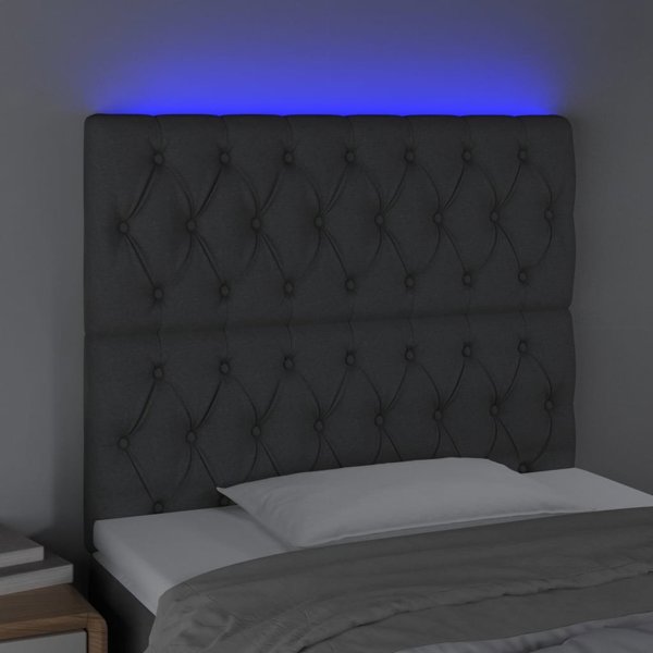 vidaXL Κεφαλάρι Κρεβατιού με LED, Σκούρο Γκρι, 100x7x118/128 εκ, Υφασμάτινο