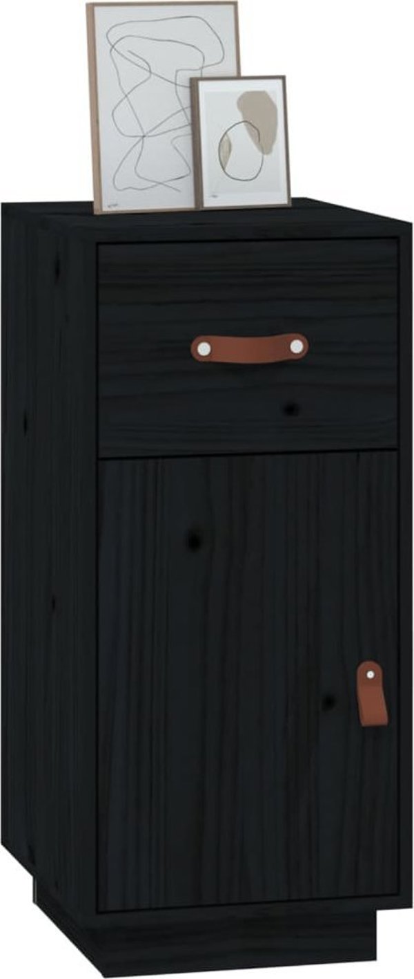 vidaXL Szafka, czarna, 34x40x75 cm, lite drewno sosnowe