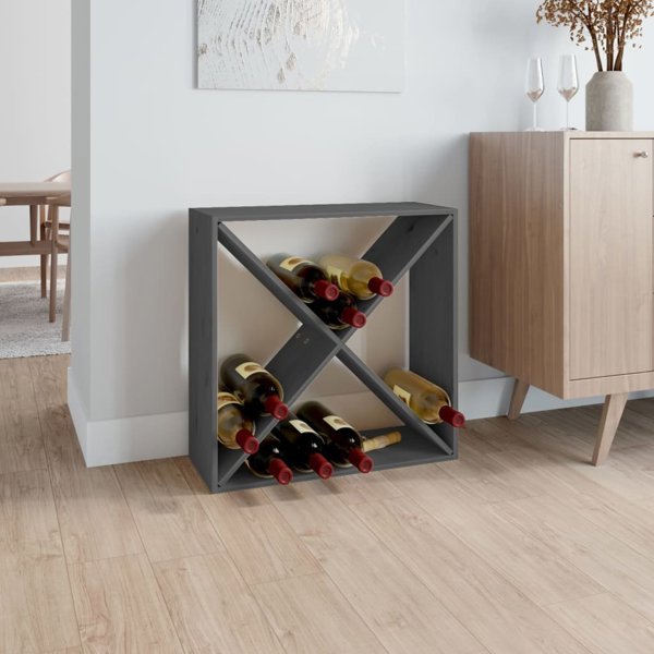 vidaXL vidaXL Szafka na wino, szara, 62x25x62 cm, lite drewno sosnowe