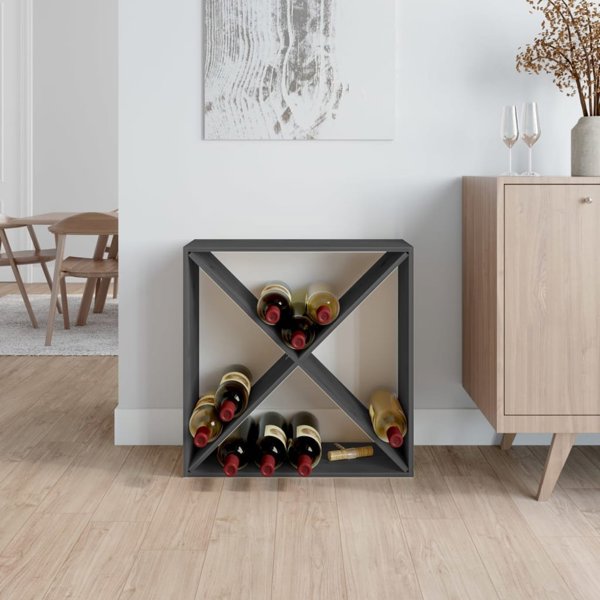 vidaXL vidaXL Szafka na wino, szara, 62x25x62 cm, lite drewno sosnowe