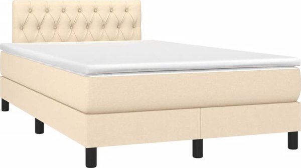 vidaXL Κρεβάτι Continental με στρώμα, εκρού, 120x200 cm, ύφασμα