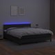 vidaXL Λουζκο kontynentalne με στρώμα και LED, μαύρη δερματίνη, 180x200 εκ.