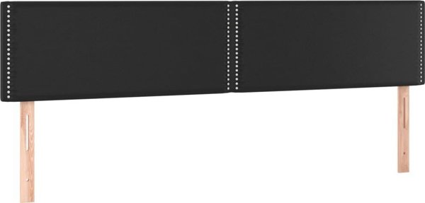 vidaXL Λουζκο kontynentalne με στρώμα και LED, μαύρη δερματίνη, 180x200 εκ.