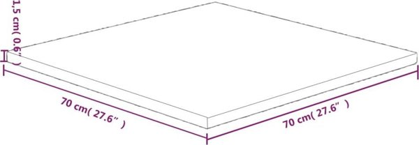 vidaXL Τετράγωνη επιφάνεια τραπεζιού, 70x70x1,5 cm, ακατέργαστο δρυς