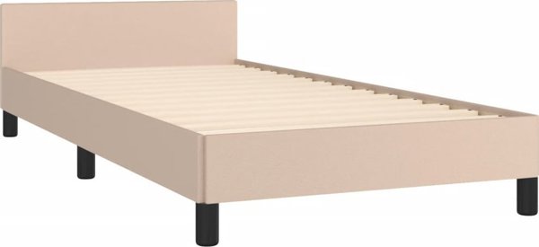 vidaXL Κρεβατοκάμαρα με Κεφαλάρι, Cappuccino, 90x200 εκ., Συνθετικό Δέρμα