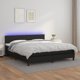vidaXL Lozko kontynentalne z materacem i LED czarna ekoskora 180x200 cm