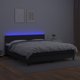 vidaXL Lozko kontynentalne z materacem i LED czarna ekoskora 180x200 cm