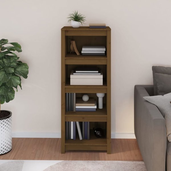 vidaXL Ράφι βιβλίων, καφέ μέλι, 50x35x125,5 εκ, φυσικό πεύκο