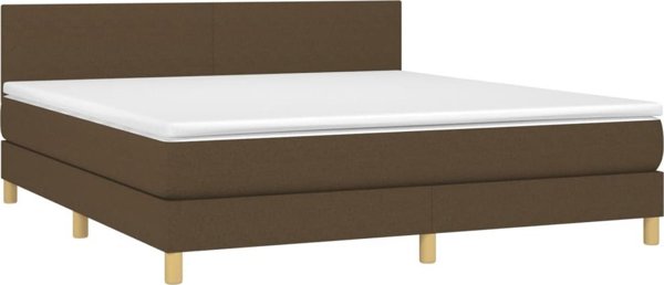 vidaXL Κρεβάτι Κοντινεντάλ με Στρώμα, Καφέ, 160x200 cm, Ύφασμα