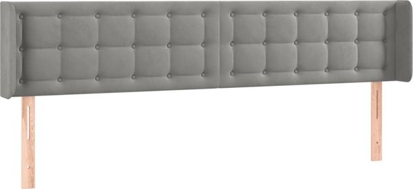 vidaXL Zaglowek do lozka z LED, jasnoszary, 203x16x78/88cm, aksamit