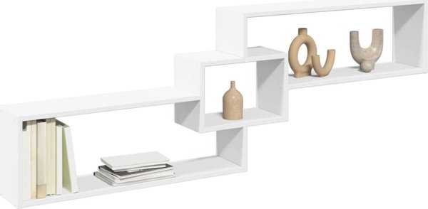 vidaXL Ράφι τοίχου, 158x18x53 εκ, λευκό, σύνθετο υλικό ξύλου