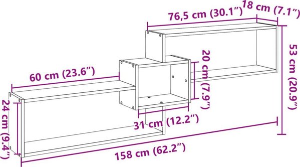 vidaXL Ράφι τοίχου, 158x18x53 εκ, λευκό, σύνθετο υλικό ξύλου