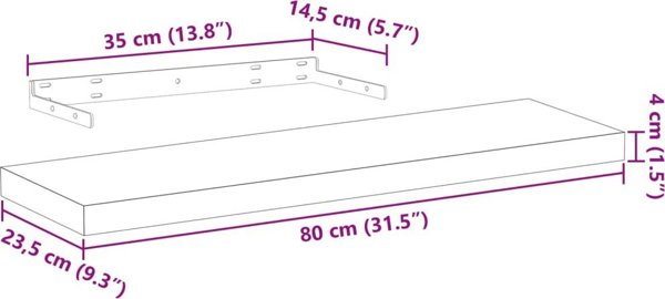 vidaXL Polki 4 szt 80x23,5x4 cm material drewnopochodny