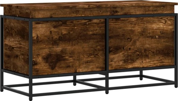 vidaXL Skrzynia z pokrywa, przydymiony dab, 100x40x51,5 cm