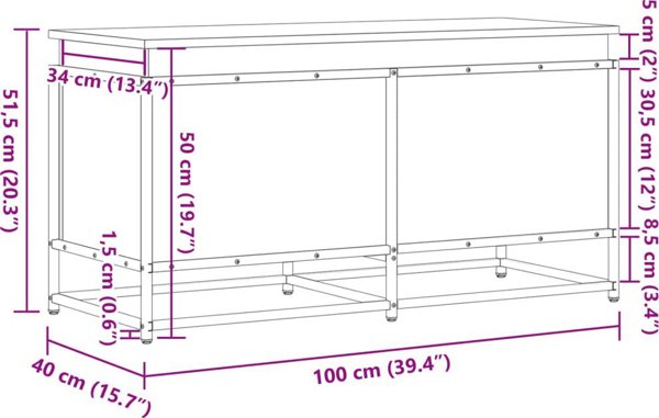 vidaXL Skrzynia z pokrywa, przydymiony dab, 100x40x51,5 cm