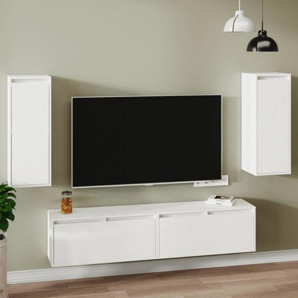 vidaXL Επιτοίχιες ντουλάπες, 2 τεμ., λευκές, 30x30x80 εκ., συμπαγές ξύλο πεύκου