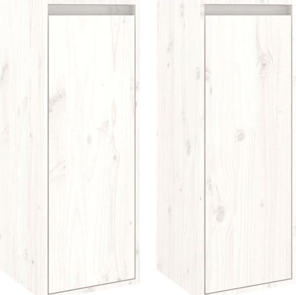 vidaXL Επιτοίχιες ντουλάπες, 2 τεμ., λευκές, 30x30x80 εκ., συμπαγές ξύλο πεύκου
