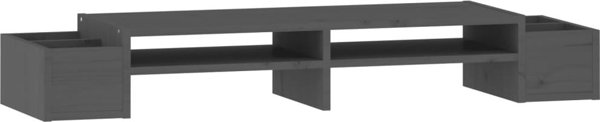 vidaXL vidaXL Podstawka na monitor, szara, 100x27,5x15cm, lite drewno sosnowe