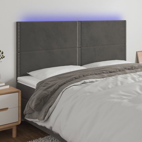 vidaXL Zaglohek do lzoka me LED, skourogyalazio, 180x5x118/128 cm, aksamit