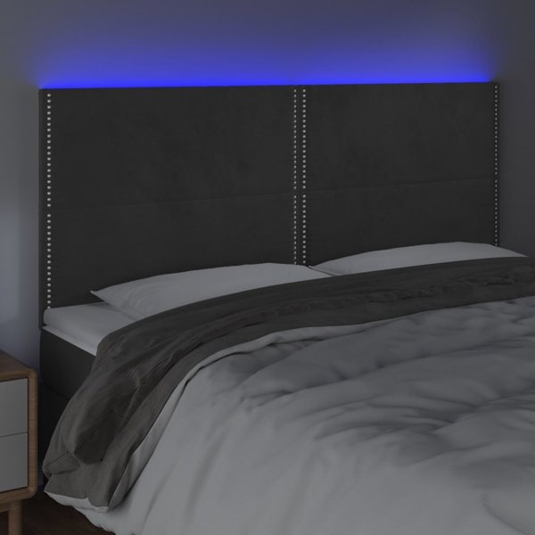 vidaXL Zaglohek do lzoka me LED, skourogyalazio, 180x5x118/128 cm, aksamit