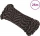 vidaXL Linka zeglarska, czarna, 5 mm, 25 m, polipropylen