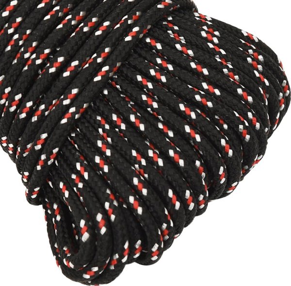 vidaXL Linka zeglarska, czarna, 5 mm, 25 m, polipropylen