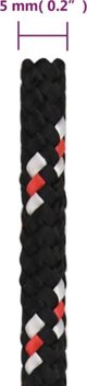 vidaXL Linka zeglarska, czarna, 5 mm, 25 m, polipropylen