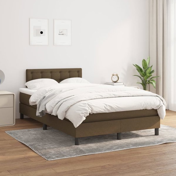 vidaXL Λύση κρεβατιού με στρώμα, καφέ ύφασμα, 120x200 εκ
