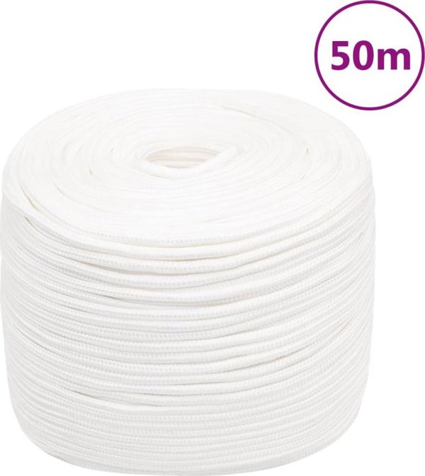 vidaXL Linka zeglarska, biaa jednolita, 8 mm, 50 m, polipropylen