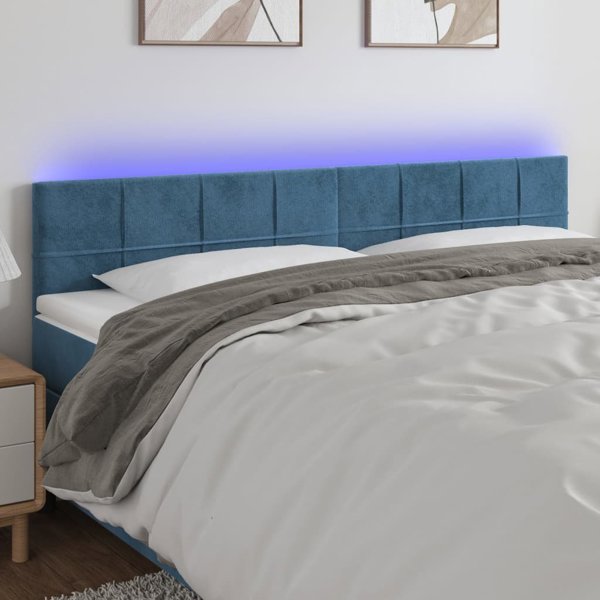 vidaXL Zaglowek do lozkou me LED, skouronemvris, 160x5x78/88 cm, aksamit