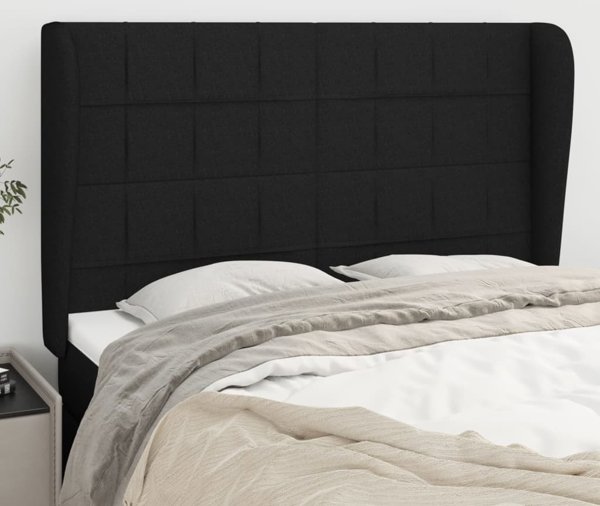 vidaXL Μαύρο κεφαλάρι στυλ uszak 147x23x118/128 cm από ύφασμα