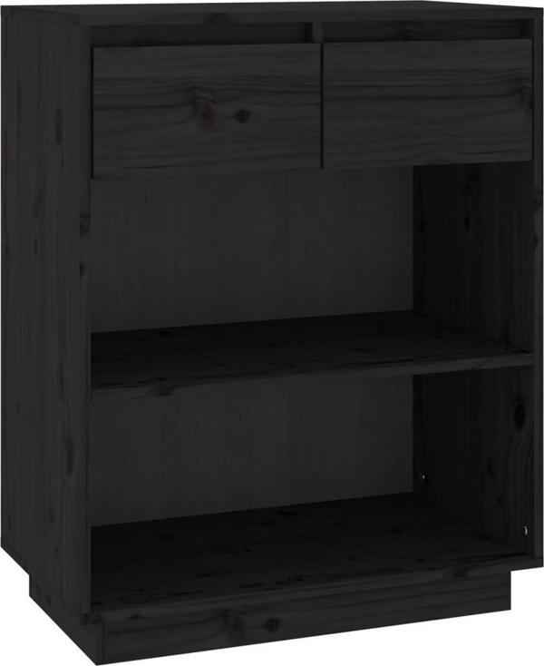 vidaXL Szafka, czarna, 60x34x75 cm, lite drewno sosnowe