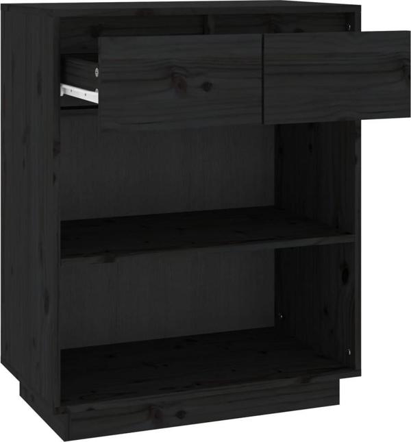 vidaXL Szafka, czarna, 60x34x75 cm, lite drewno sosnowe