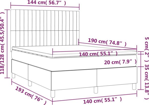 vidaXL Kontinentalno krebati me strwma, roz, akomat, 140x190 cm