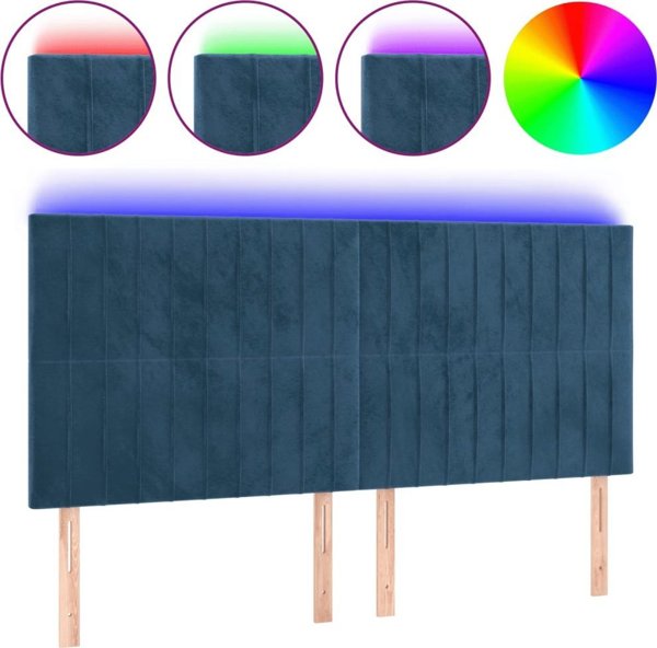 vidaXL Κεφαλάρι κρεβατιού με LED, σκούρο μπλε, 160x5x118/128 εκ