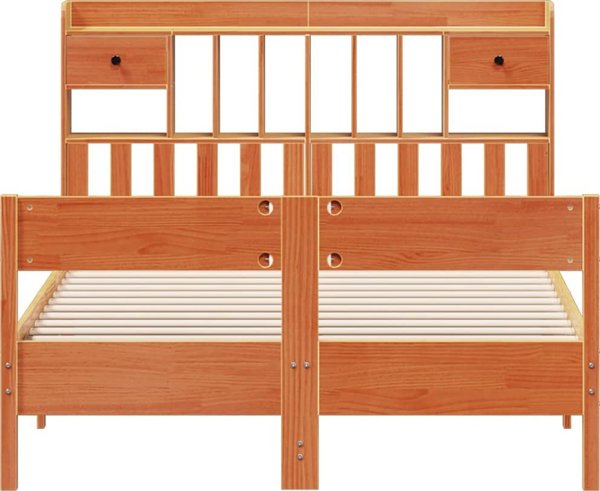 vidaXL Κρεβάτι με ράφι, χωρίς στρώμα, 140x200 εκ., από συμπαγές πεύκο