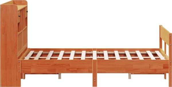 vidaXL Κρεβάτι με ράφι, χωρίς στρώμα, 140x200 εκ., από συμπαγές πεύκο