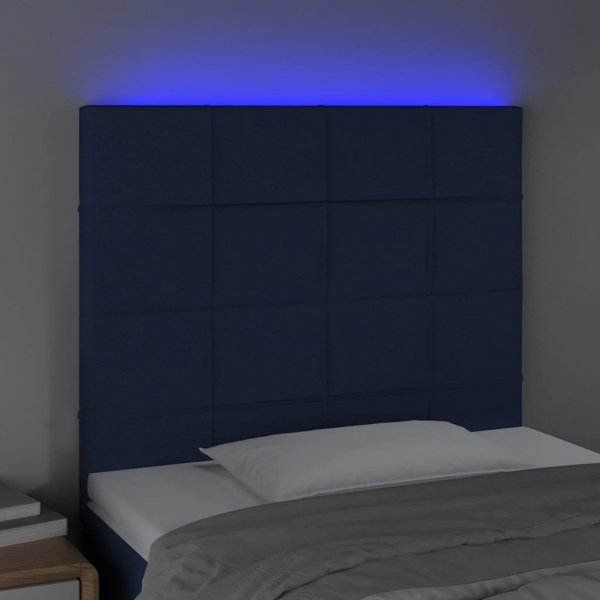 vidaXL Κεφαλάρι Κρεβατιού με LED, μπλε, 100x5x118/128 cm, ύφασμα