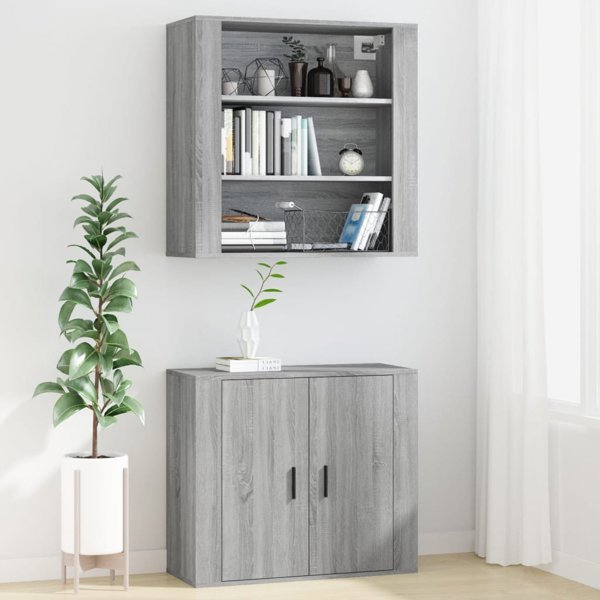 vidaXL Ντουλάπι τοίχου, γκρι δρυς σονόμα, 80x33x80 εκ.