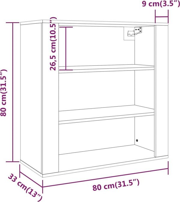 vidaXL Ντουλάπι τοίχου, γκρι δρυς σονόμα, 80x33x80 εκ.