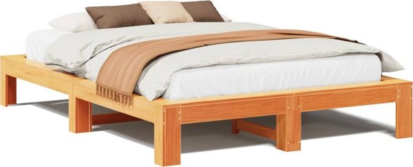 vidaXL Κρεβάτι χωρίς στρώμα, κερωμένο καφέ, 140x200 εκ., πεύκο