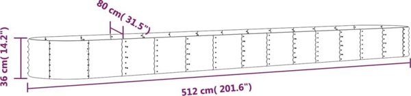vidaXL vidaXL Donica ogrodowa, malowana proszkowo stal, 512x80x36cm, antracyt