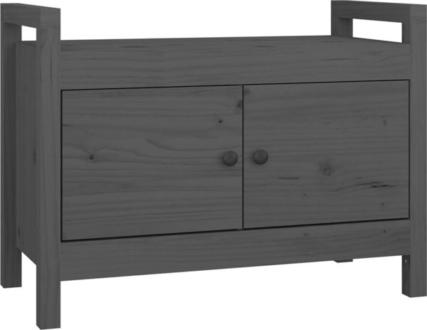vidaXL Πάγκος εισόδου γκρι, 80x40x60 εκ., από συμπαγές πεύκο