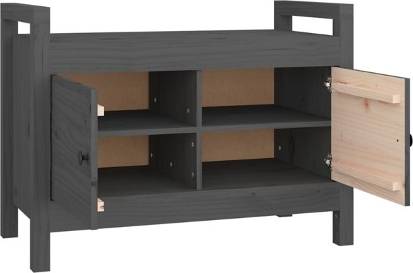 vidaXL Πάγκος εισόδου γκρι, 80x40x60 εκ., από συμπαγές πεύκο