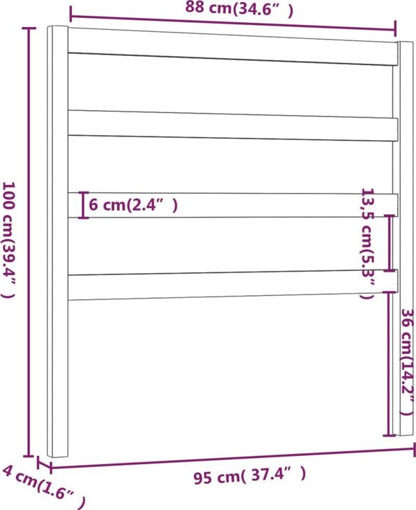 vidaXL Προσκέφαλο κρεβατιού από μασίφ πεύκο 95x4x100 εκ.