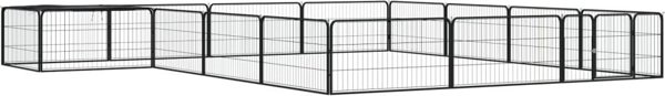 vidaXL Kojec dla psa, 16 panele, czarny, 100x50 cm, stal