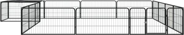 vidaXL Kojec dla psa, 16 panele, czarny, 100x50 cm, stal
