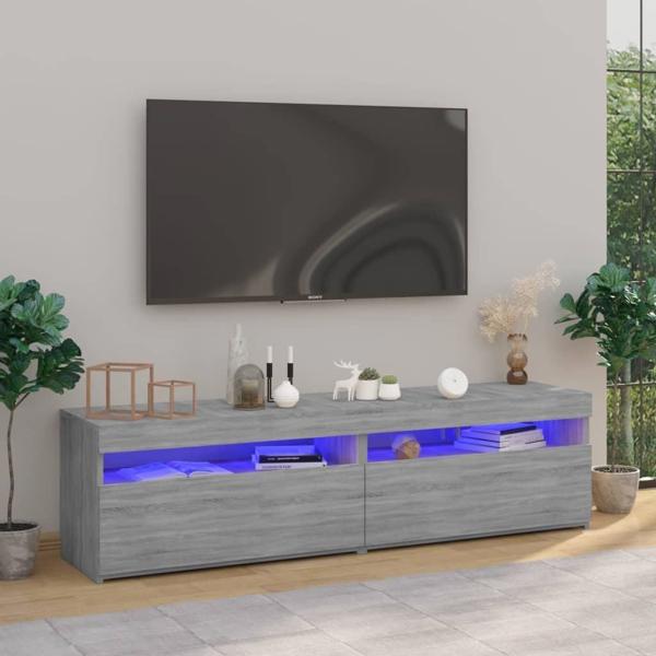 vidaXL Σύνθετα ντουλάπια τηλεόρασης με LED, 2 τεμάχια, γκρι δρυς Sonoma 75x35x40 cm
