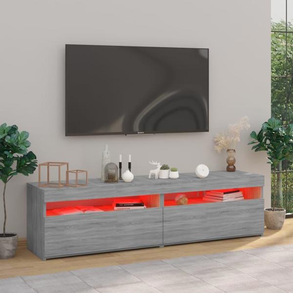 vidaXL Σύνθετα ντουλάπια τηλεόρασης με LED, 2 τεμάχια, γκρι δρυς Sonoma 75x35x40 cm