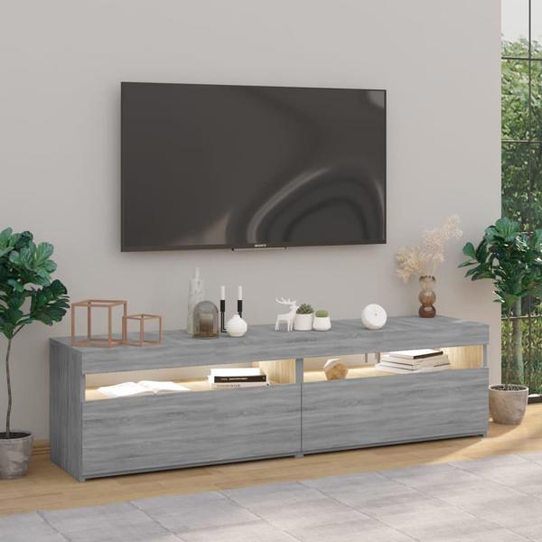 vidaXL Σύνθετα ντουλάπια τηλεόρασης με LED, 2 τεμάχια, γκρι δρυς Sonoma 75x35x40 cm
